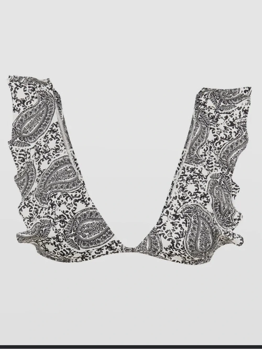 $108 Vix Womens White Black Printed Pyra Liz Ruffle Bikini Top Swimsuit Size S